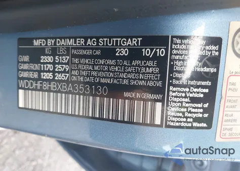 2011 Mercedes-Benz E 350 4Matic z USA, uszkodzony, nr VIN WDDHF8HBXBA353130